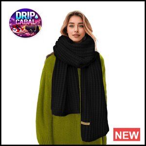 Chunky Knit Scarf Winter Warm Soft Long Cable Knit Unisex Oversized Boho